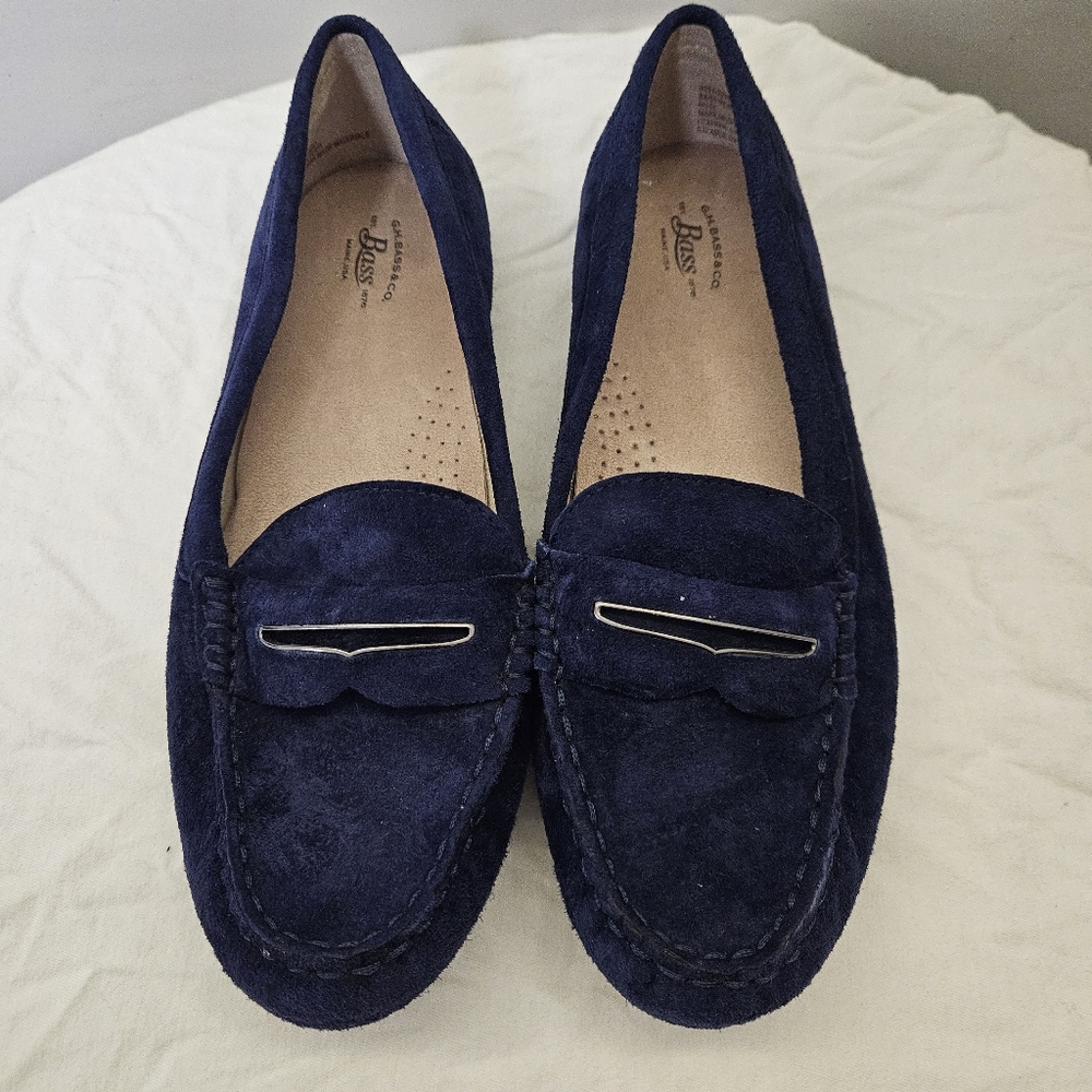 G.H.Bass & Co Navy Suede Moccasins Women Size 9 - Picture 4 of 14